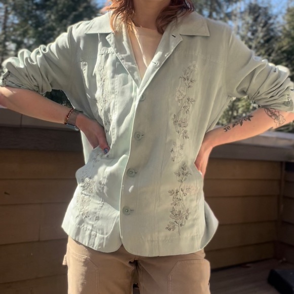 Northern Reflections Suede Feel Embroidered Button Shacket Vintage - Picture 12 of 14